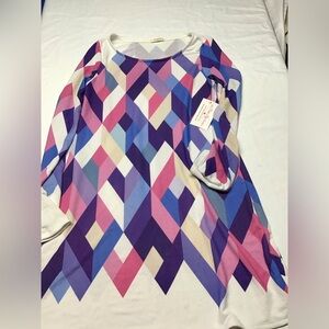 12PM by Mon Ami Short Mini Dress Size Medium Geometric Pink Purple White NWT!